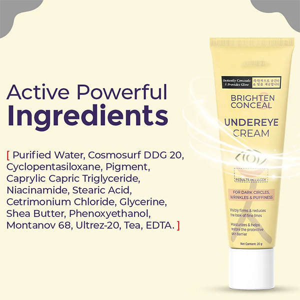 Brighten & Conceal Undereye Cream For dark Circlers, wrinkles& Puffiness 20 gm